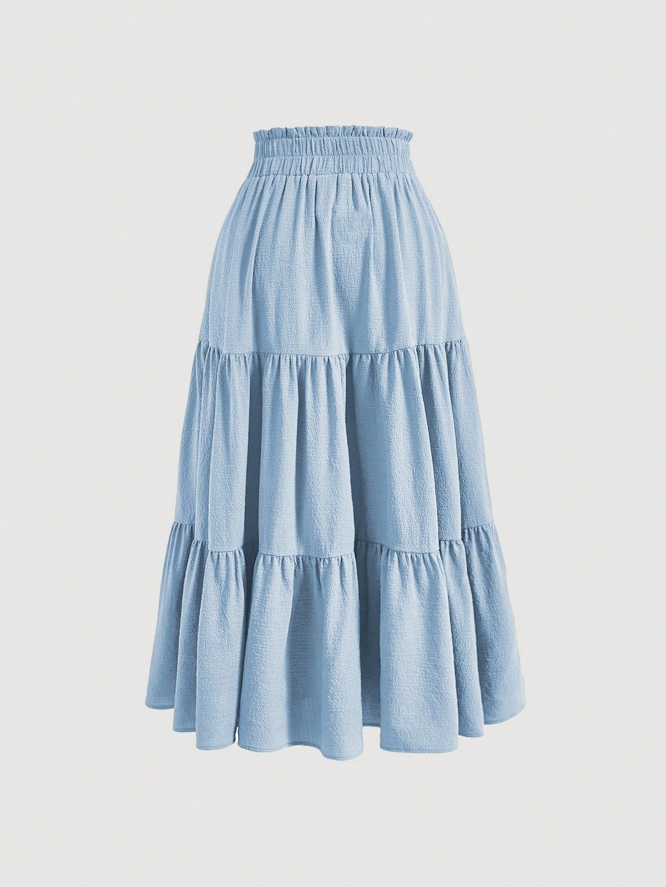 SHEIN MOD Paperbag Waist Ruffle Hem Knot Front Skirt Baby Blue