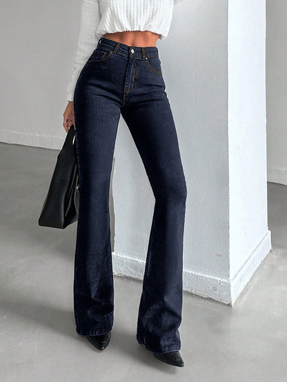 Women's High Waist Stretch Cotton Dark Wash Denim Jeans Dark Wash
