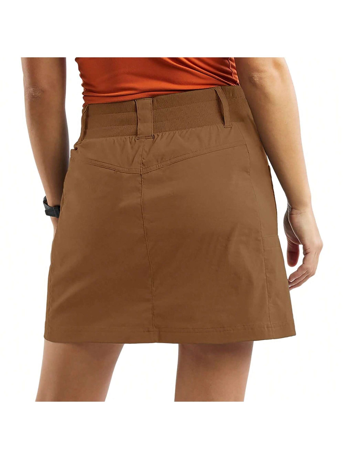 Liian Women's Casual Mid Rise Golf Hiking Skorts Athletic Running Relaxed Fit Tennis Skirts With Shorts Pockets Khaki